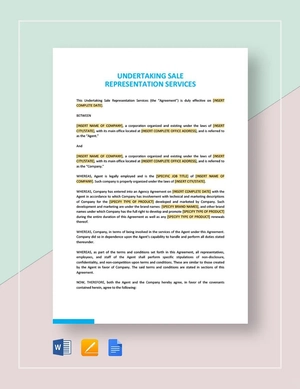Undertaking Sale Representation Services Template