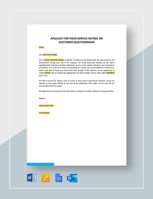 Apology for Poor Service Rating On Customer Questionnaire Template