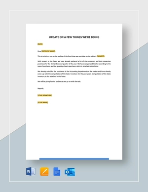 Update On A Few Things We're Doing Template