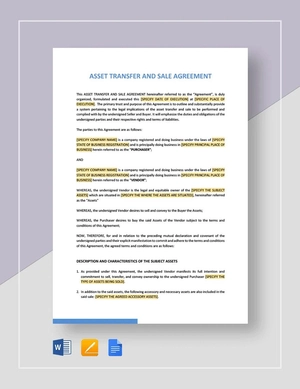 Asset Transfer and Sale Agreement Template
