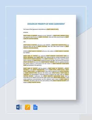 Cession of Priority of Rank Agreement Template
