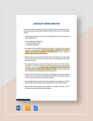 Checklist Trend Analysis Template