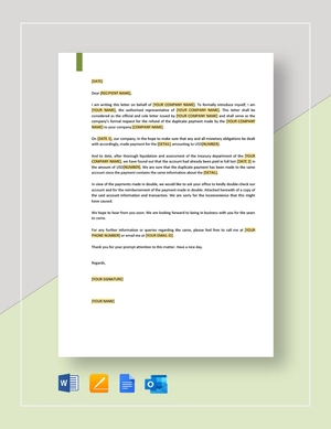 Request for Refund of Duplicate Payment Template