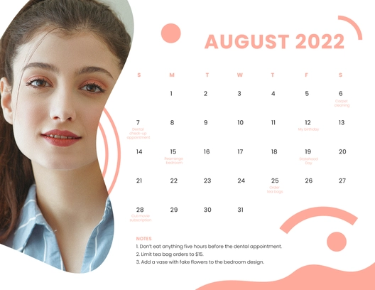 August 2022 Photo Calendar