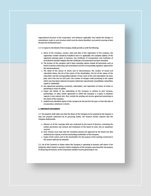 Due Diligence Requisition List Template