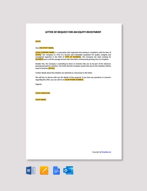 Letter of Request for an Equity Investment