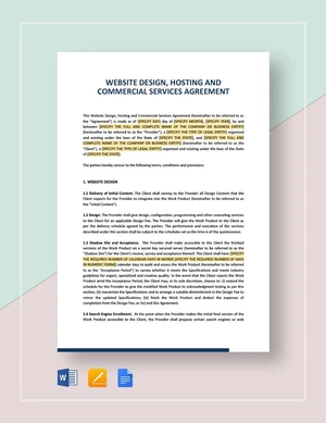 Website Design, Hosting and Commercial Services Agreement Template