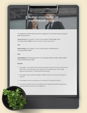 Alaska Assignment Of Partnership Interest Template