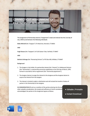 Connecticut Assignment Of Partnership Interest Template