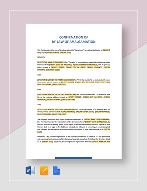 Confirmation of By-Law of Amalgamation Template