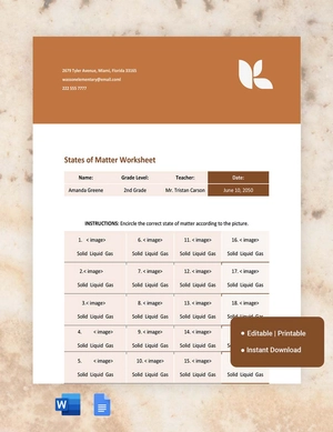 Basic States Of Matter Worksheet