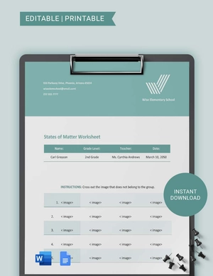 Simple States Of Matter Worksheet Simple States Of Matter Worksheet