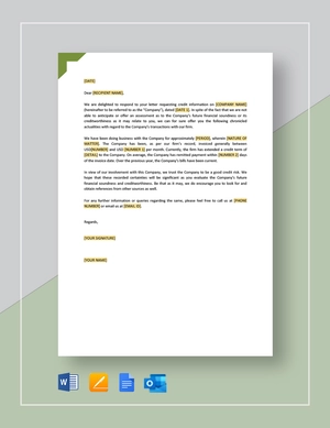 Credit Reference Response Template