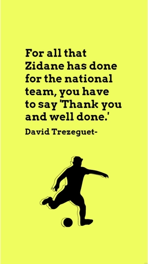 David Trezeguet - For all that Zidane has done for the national team, you have to say 'Thank you and well done.'