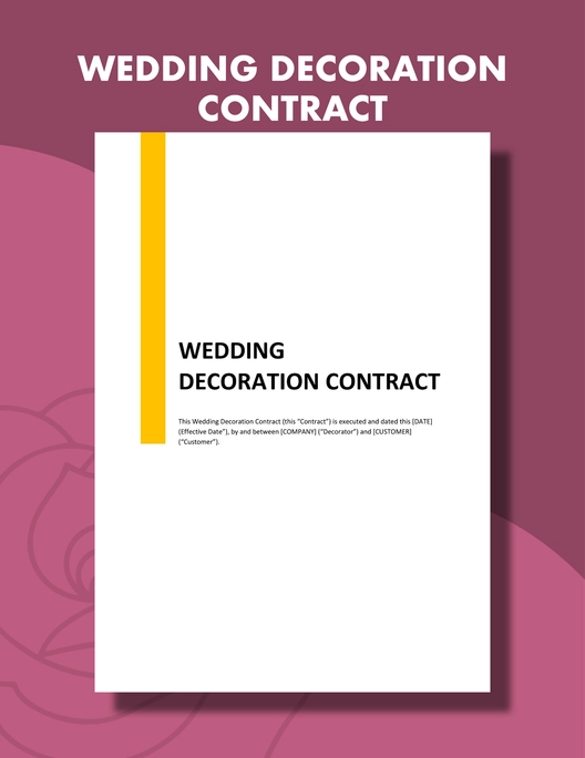 Wedding Decoration Contract Template