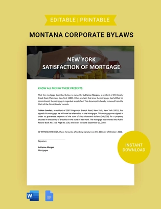 New York Satisfaction Of Mortgage Template