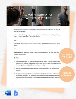 Illinois Assignment Of Partnership Interest Template