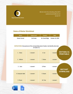 Modern States Of Matter Worksheet