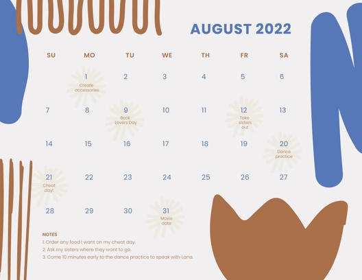 Funny August 2022 Calendar