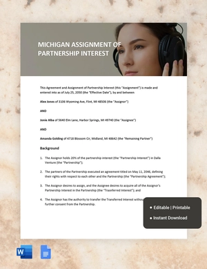 Michigan Assignment Of Partnership Interest Template