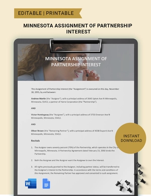 Minnesota Assignment Of Partnership Interest Template