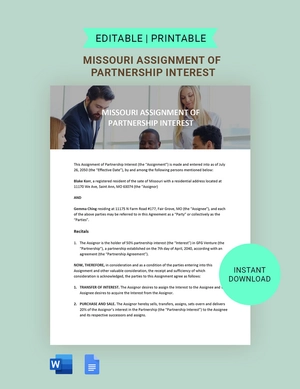 Missouri Assignment Of Partnership Interest Template