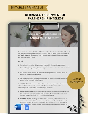 Nebraska Assignment Of Partnership Interest Template
