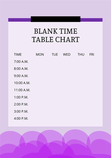 Blank Time Table Chart Template