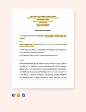 Furniture Lease Agreement Template