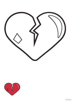 Broken Heart Shape Coloring Page