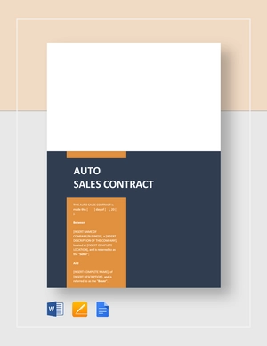 Auto Sales Contract Template