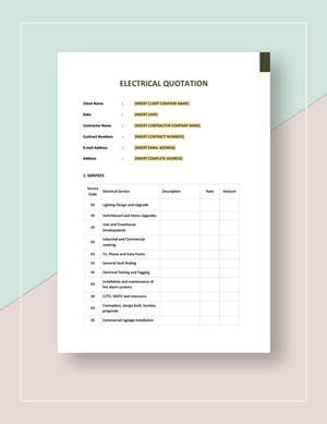 Electrical Quotation Template