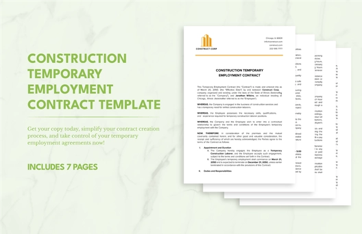 Construction Temporary Employment Contract Template