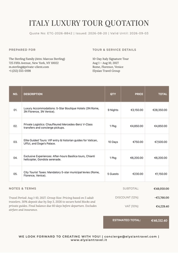 Tour Package Quotation Template in Pages, Word, Google Docs - Download