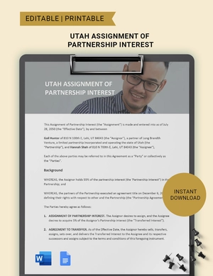 Utah Assignment Of Partnership Interest Template