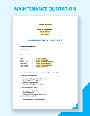 Maintenance Quotation Template