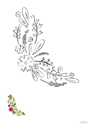 Decorative Corner Floral Coloring Page
