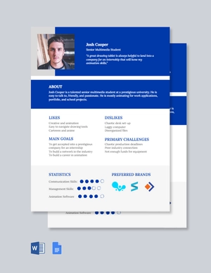 College Student User Persona Template