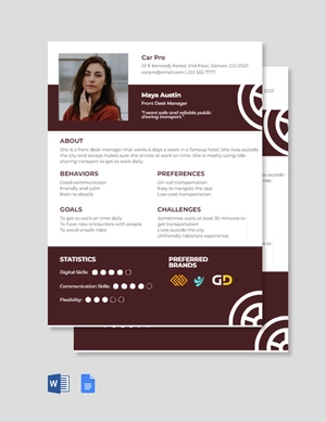 Ride sharing App User Persona Template