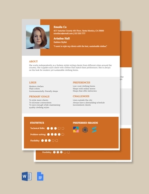 Fashion Customer Persona Template