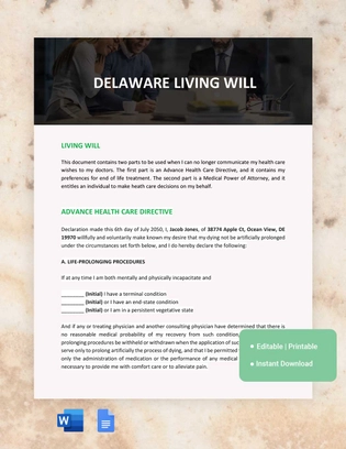Basic Living Will Template