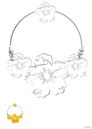 Watercolor Floral Wreath Coloring Page