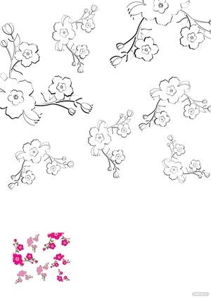 Pink Floral Background Coloring Page