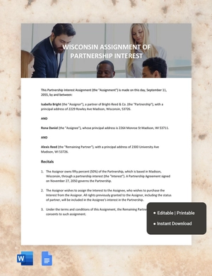Wisconsin Assignment Of Partnership Interest Template
