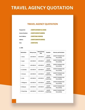 Travel Agency Quotation Template