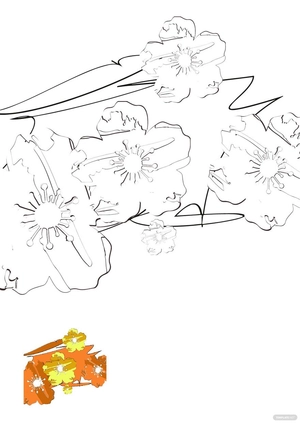 Watercolor Summer Floral Coloring Page