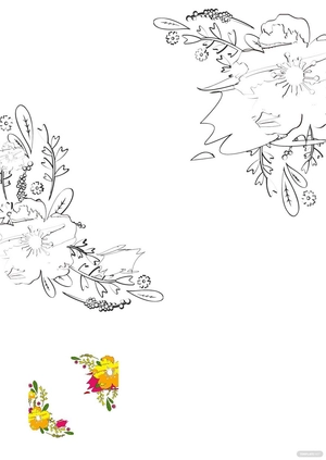 Watercolor Invitation Floral Coloring Page