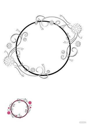 Floral Decorative Round Coloring Page