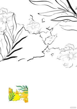 Watercolor Tropical Floral Coloring Page