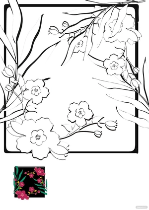 Vintage Tropical Floral Coloring Page